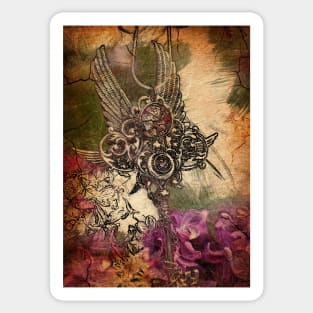 Steampunk. Key with wings Sticker